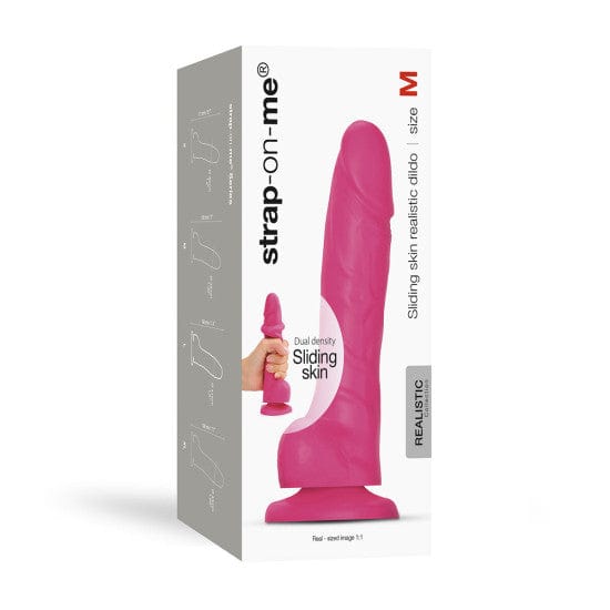 Strap On Me Dildos Medium Strap On Me Sliding Skin Realistic Dildo Fuchsia
