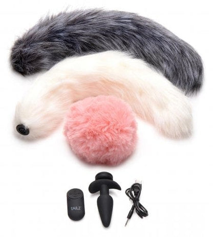 Tailz Anal Toys Tailz Snap-On Vibrating Silicone Anal Plug & 3 Tails w/ Remote Control