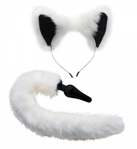 Tailz Fetish Tailz White Fox Tail Anal Plug and Ears Set