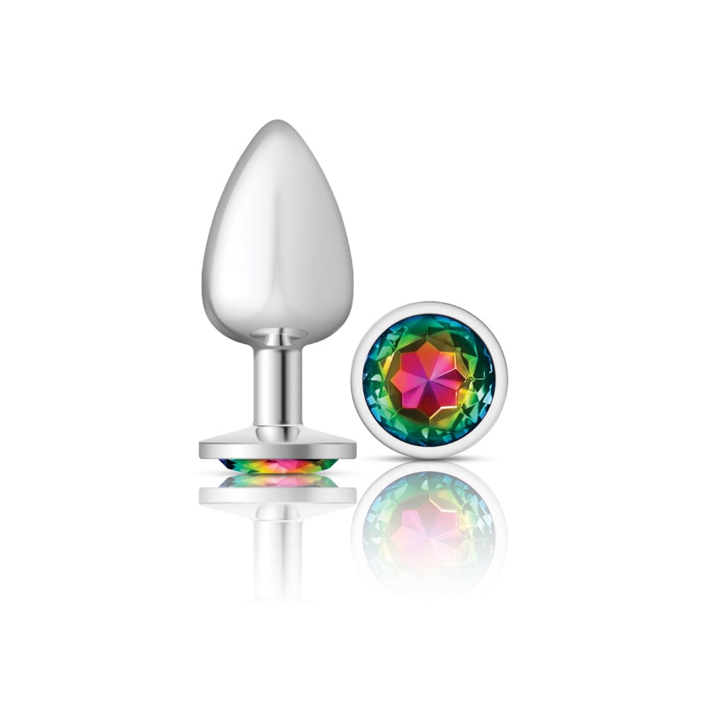 Viben Anal Toys Cheeky Charms Silver Metal Pink Rainbow Gem Butt Plug