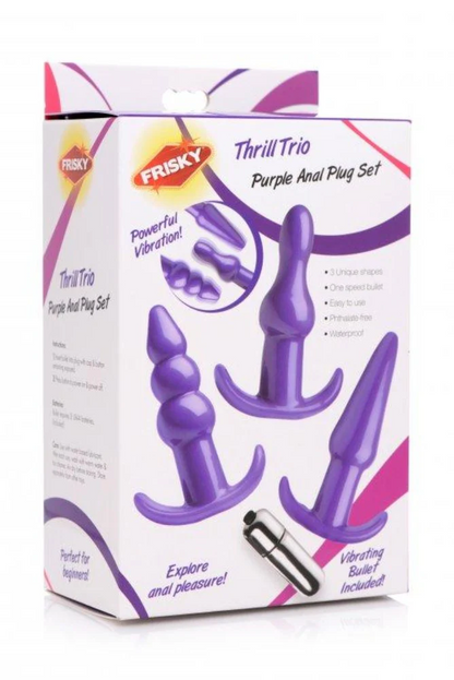 XR Brands Frisky Thrill Trio Purple Anal Plug Set