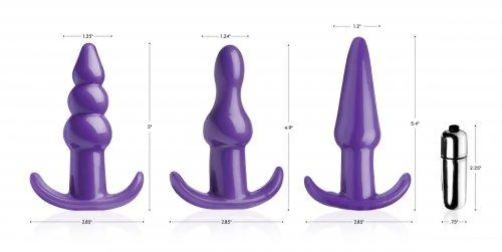 XR Brands Frisky Thrill Trio Purple Anal Plug Set