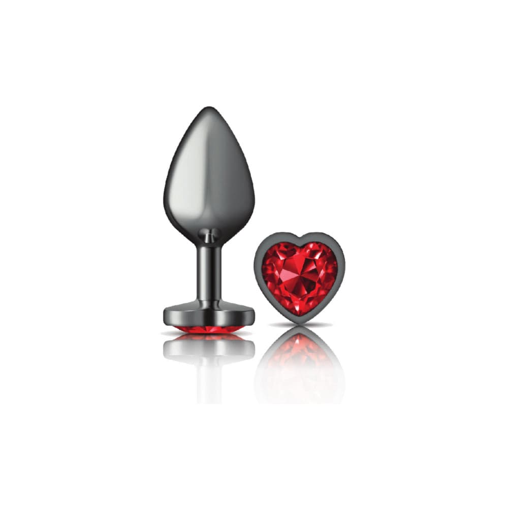 Viben Anal Toys Cheeky Charms Gunmetal Grey Red Heart Gem Butt Plug