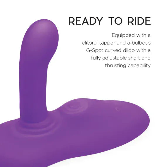 Purple dildo with text on a white background
