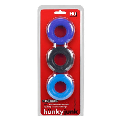 Hunkyjunk Cock Rings Hunkyjunk Huj3 C-Ring Cobalt Multi 3 Pack