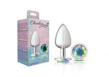 Viben Anal Toys Large Cheeky Charms Silver Metal Clear Gem Butt Plug