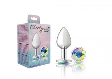 Viben Anal Toys Medium Cheeky Charms Silver Metal Clear Gem Butt Plug