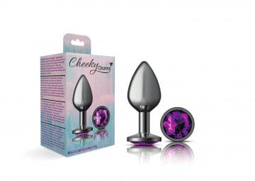 Viben Anal Toys Medium Cheeky Charms Gunmetal Grey Purple Gem Butt Plug