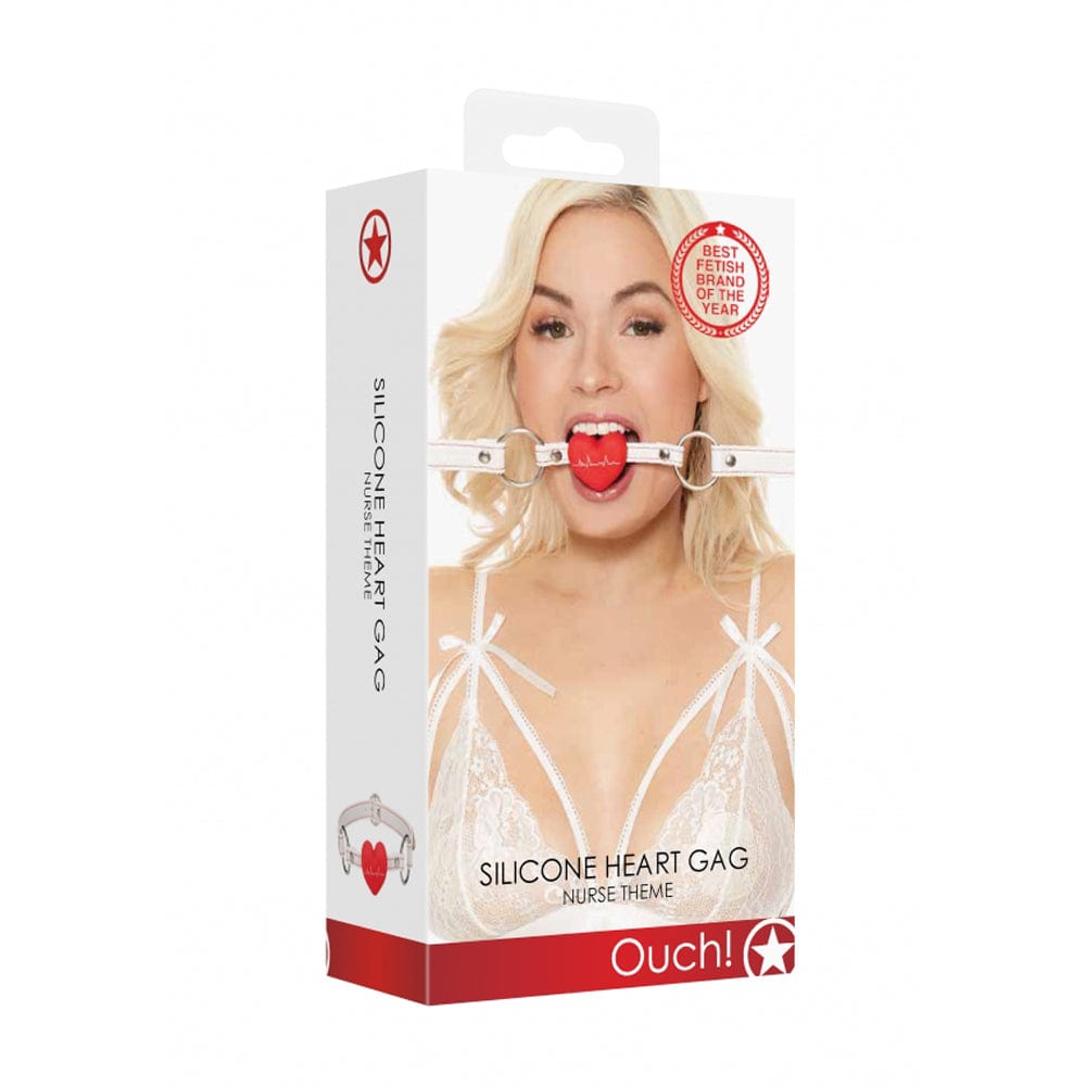 SHOTS Toys America Ouch! Silicone Heart Gag - Nurse Theme *