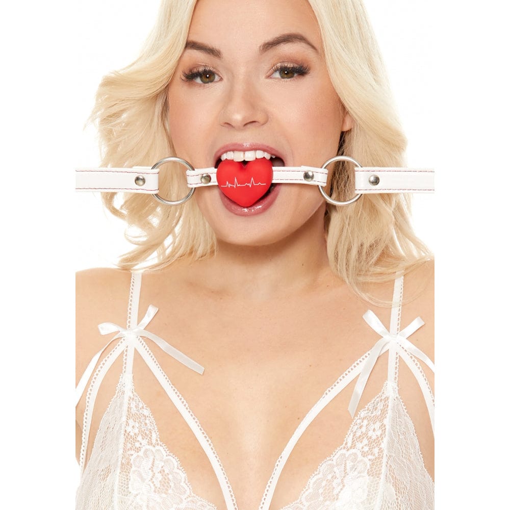 SHOTS Toys America Ouch! Silicone Heart Gag - Nurse Theme *