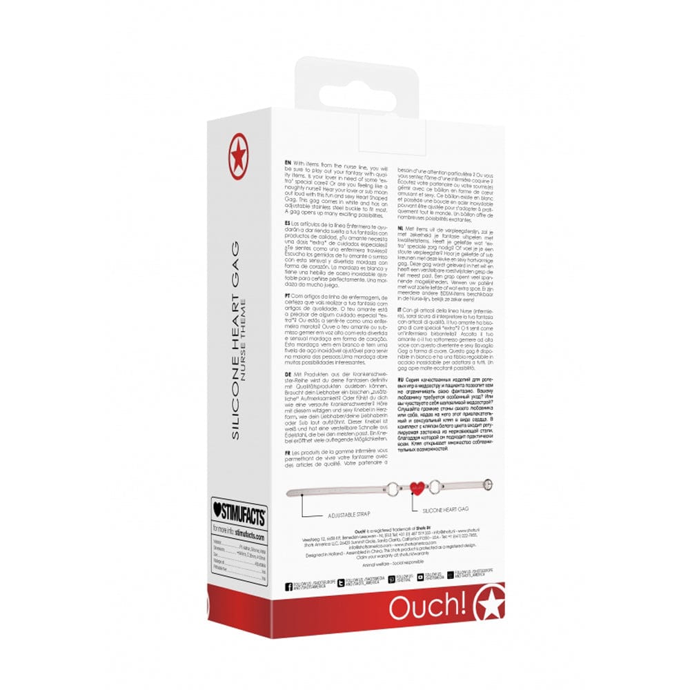 SHOTS Toys America Ouch! Silicone Heart Gag - Nurse Theme *