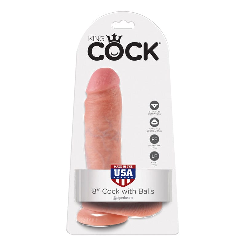 Pipedream Products Dildos Beige Pipedream Products King Cock 8″ Cock with Balls