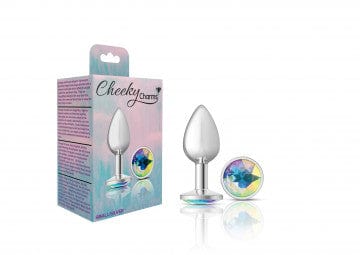 Viben Anal Toys Small Cheeky Charms Silver Metal Clear Gem Butt Plug