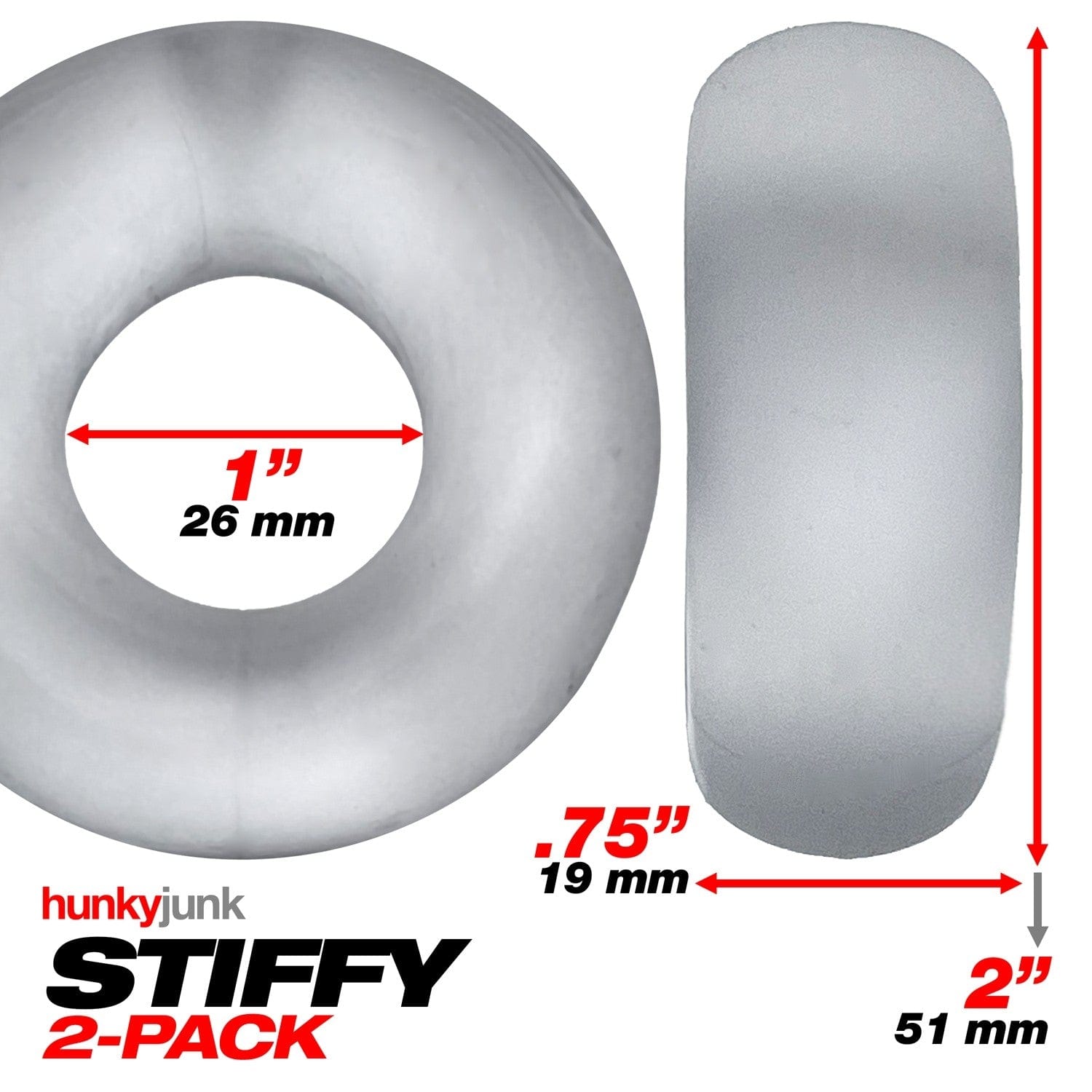 Hunkyjunk Cock Rings Hunkyjunk Stiffy Bulge Cock Ring Clear Ice 2 Pack