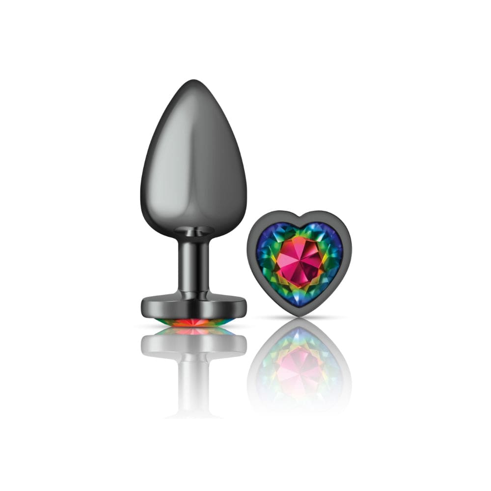 Viben Anal Toys Cheeky Charms Gunmetal Grey Rainbow Heart Gem Butt Plug