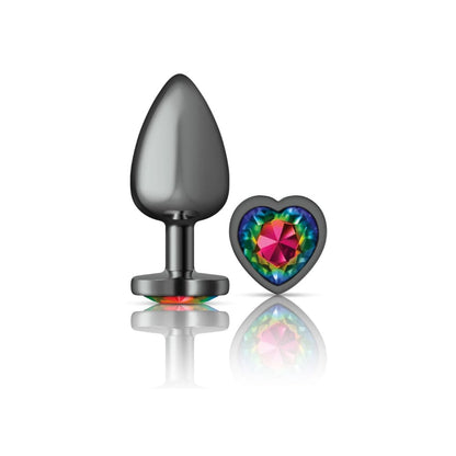 Viben Anal Toys Cheeky Charms Gunmetal Grey Rainbow Heart Gem Butt Plug
