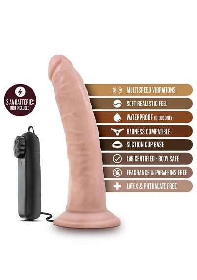 Blush Dr. Skin Dr. Dave Vanilla 7 Inch Vibrating Cock with Suction Cup-Sex Toys-Blush-XOXTOYS