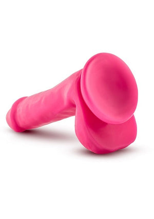 Blush Neo Neon Pink Elite 6 Inch Silicone Dual Density Cock w Balls-Sex Toys-Blush-XOXTOYS