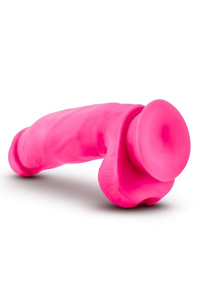 Blush Neo Neon Pink Elite 7 Inch Silicone Dual Density Cock w Balls-Sex Toys-Blush-XOXTOYS