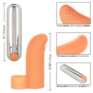 Calexotics Intimate Play Rechargeable Finger Tickler Orange-Vibrators-CALEXOTICS-XOXTOYS