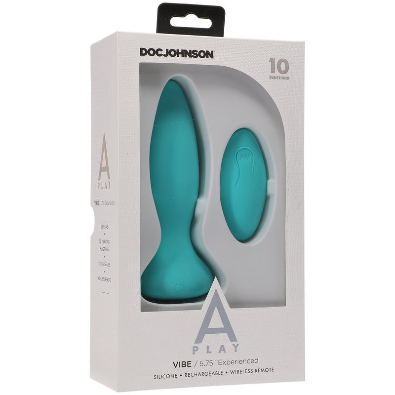 Doc Johnson A-Play Experienced Vibe Silicone Teal Anal Plug with Remote-Anal Toys-Doc Johnson-XOXTOYS
