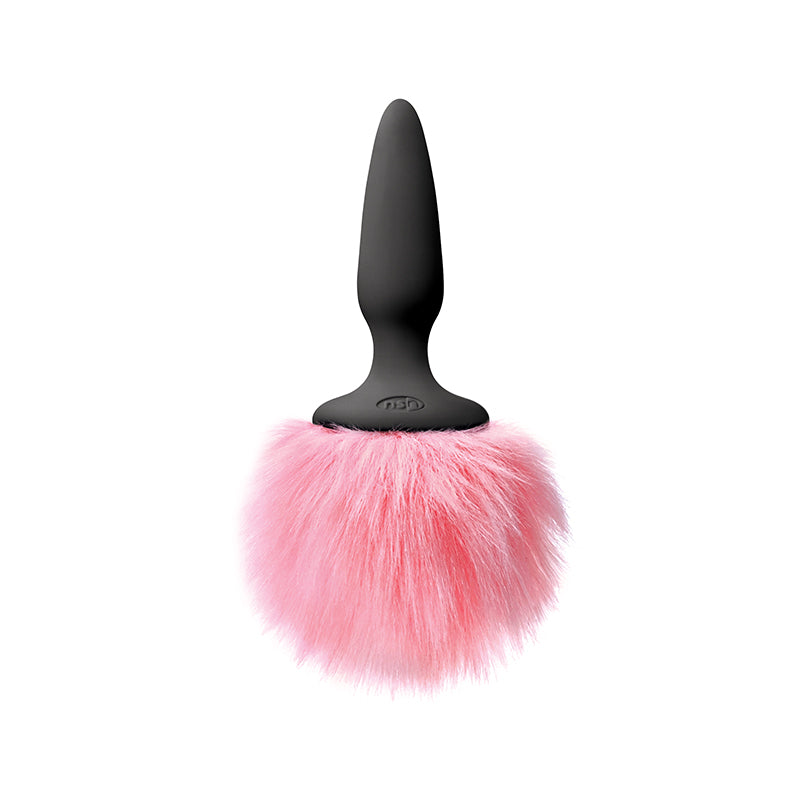 NS Novelties Bunny Tails Mini Black Plug with Pink Fur-Anal Toys-NS Novelties-XOXTOYS