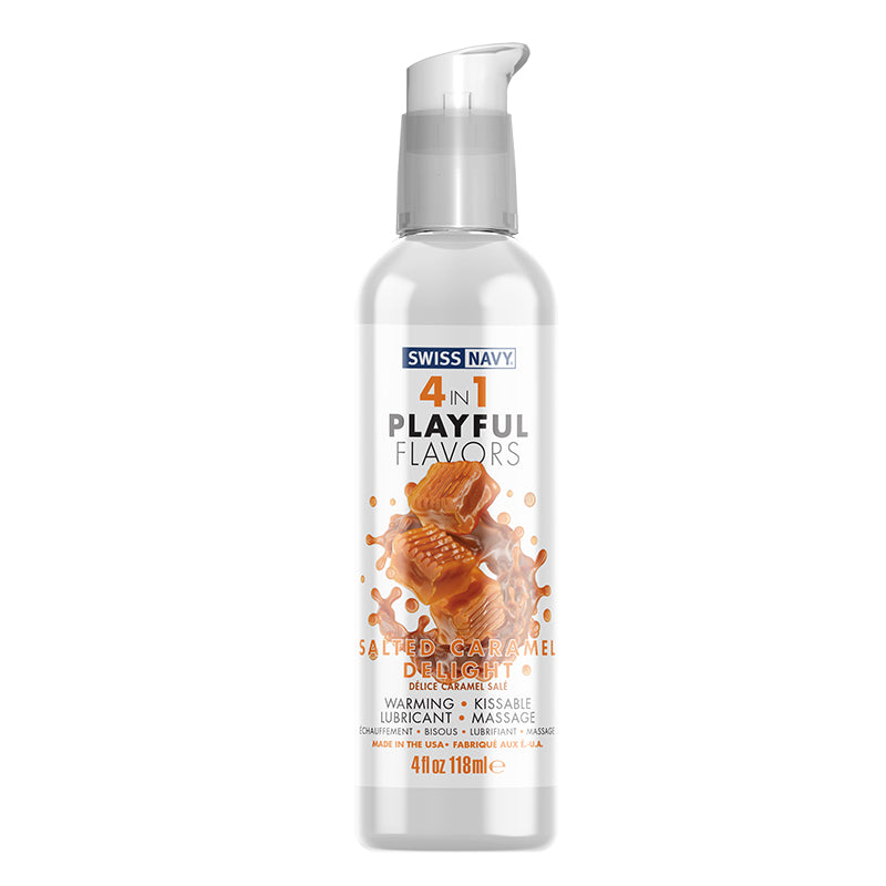 Swiss Navy Playful Flavors 4 in 1 Salted Caramel-Lubes & Lotions-Swiss Navy-4oz-XOXTOYS
