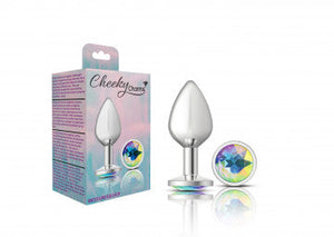 Cheeky Charms Silver Metal Butt Plug with Clear Gem