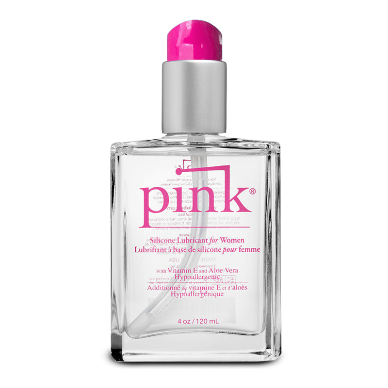 Empowered Products Pink Silicone Lube Glass Bottle
